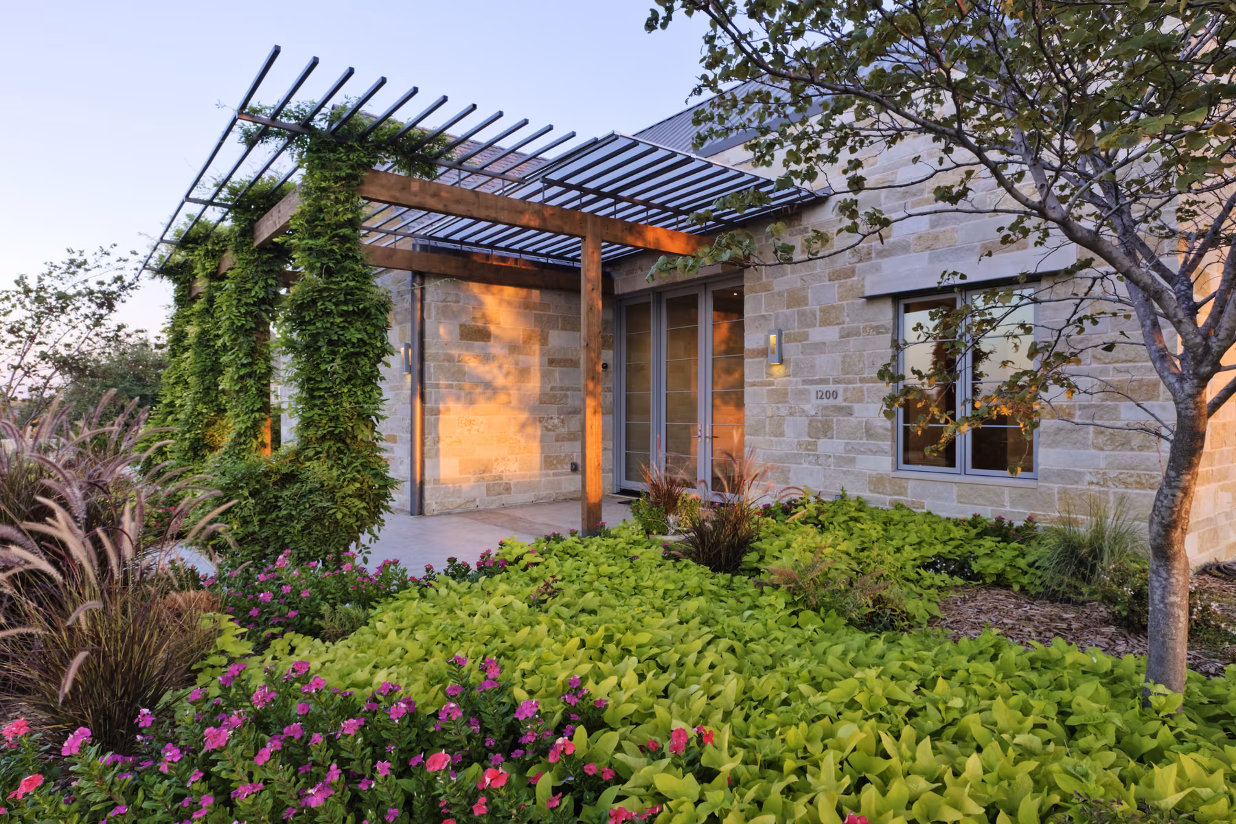 Landscaped contemporary home exterior